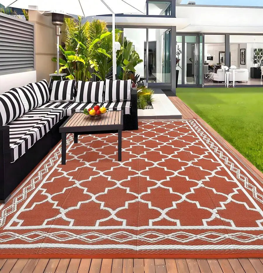 Modern Geometric Outdoor Rug Waterproof Patio Mat For Balcony RV