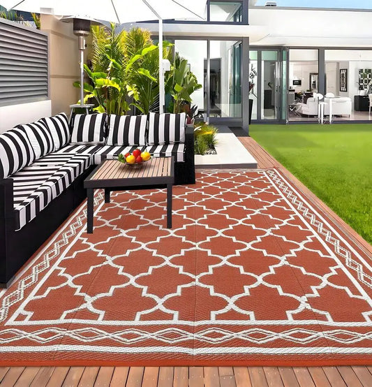 Modern Geometric Outdoor Rug Waterproof Patio Mat For Balcony RV