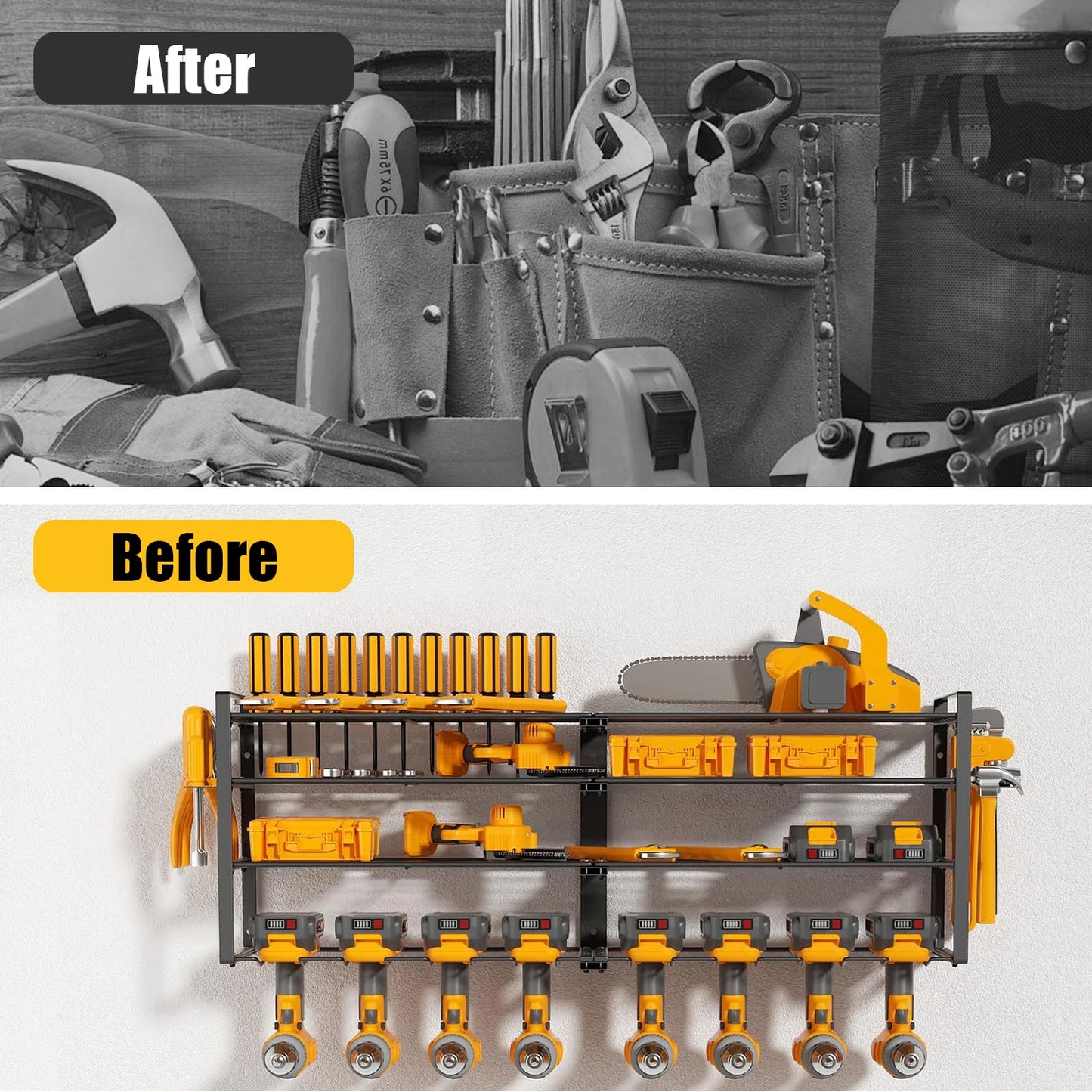 Power Tool Storage Rack 4 Tier Wall Mount Organizer