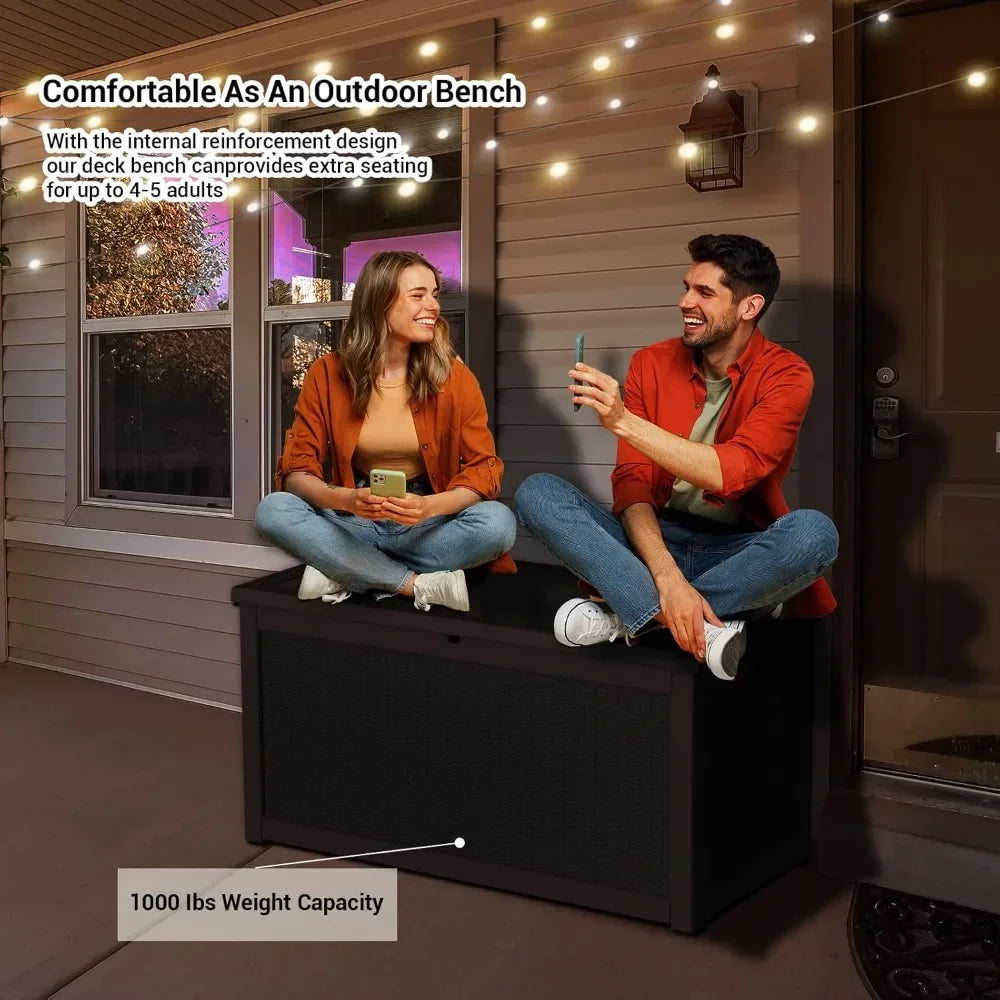 Outdoor Resin Deck Box With Lockable Lid For Cushions