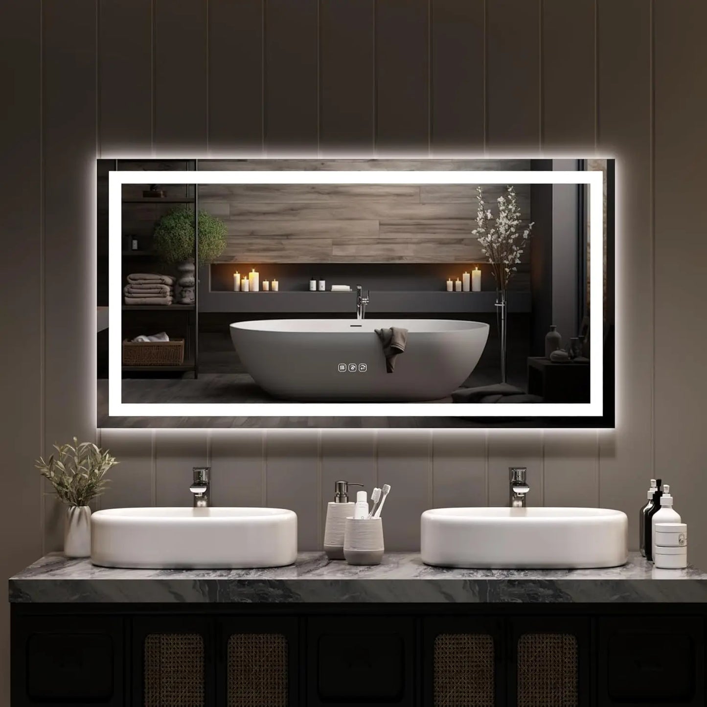 Twister.Ck Wall Mounted Frameless Front And Backlit Bathroom Mirror