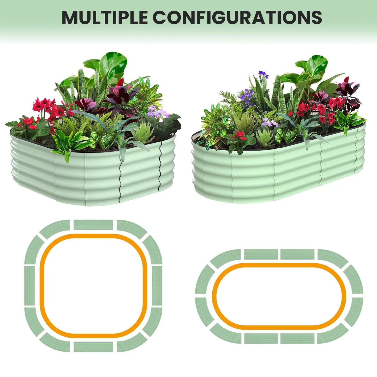 Himiss 2 Pack Galvanized Steel Raised Garden Planter Box For Vegetables Flowers