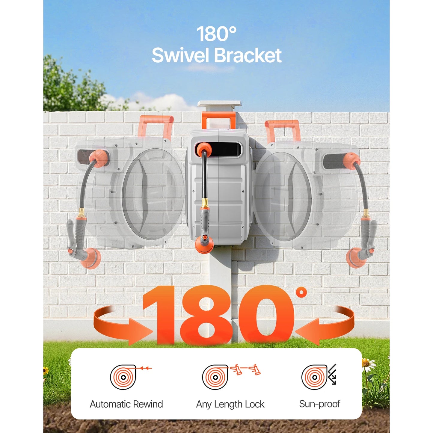 Succebuy Retractable Garden Hose Reel With Nine Patterns Nozzle