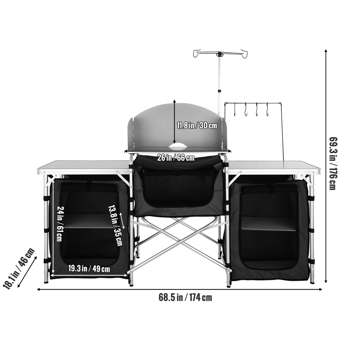 SucceBuy Aluminum Camping Kitchen Table And Grill Rack