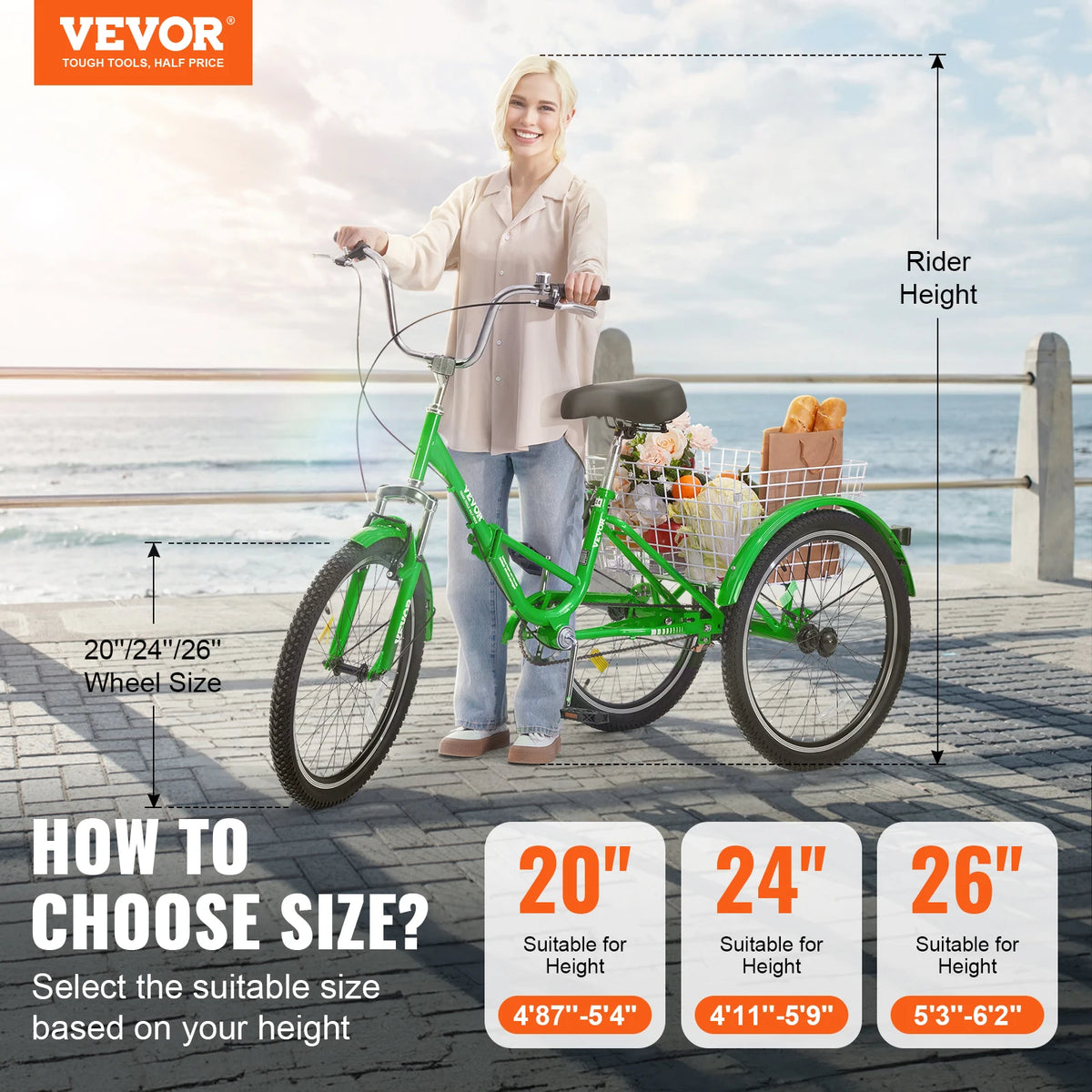 SucceBuy Steel Compact Adult Folding Tricycle For Stable Travel