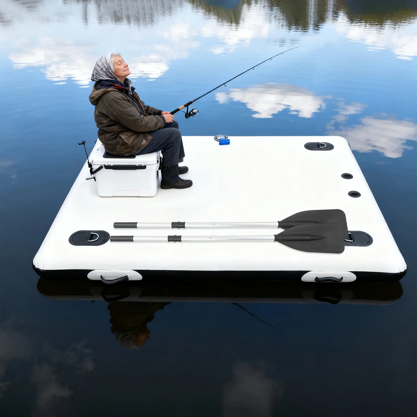 Portable Inflatable Floating Fishing Platform Foldable Boat