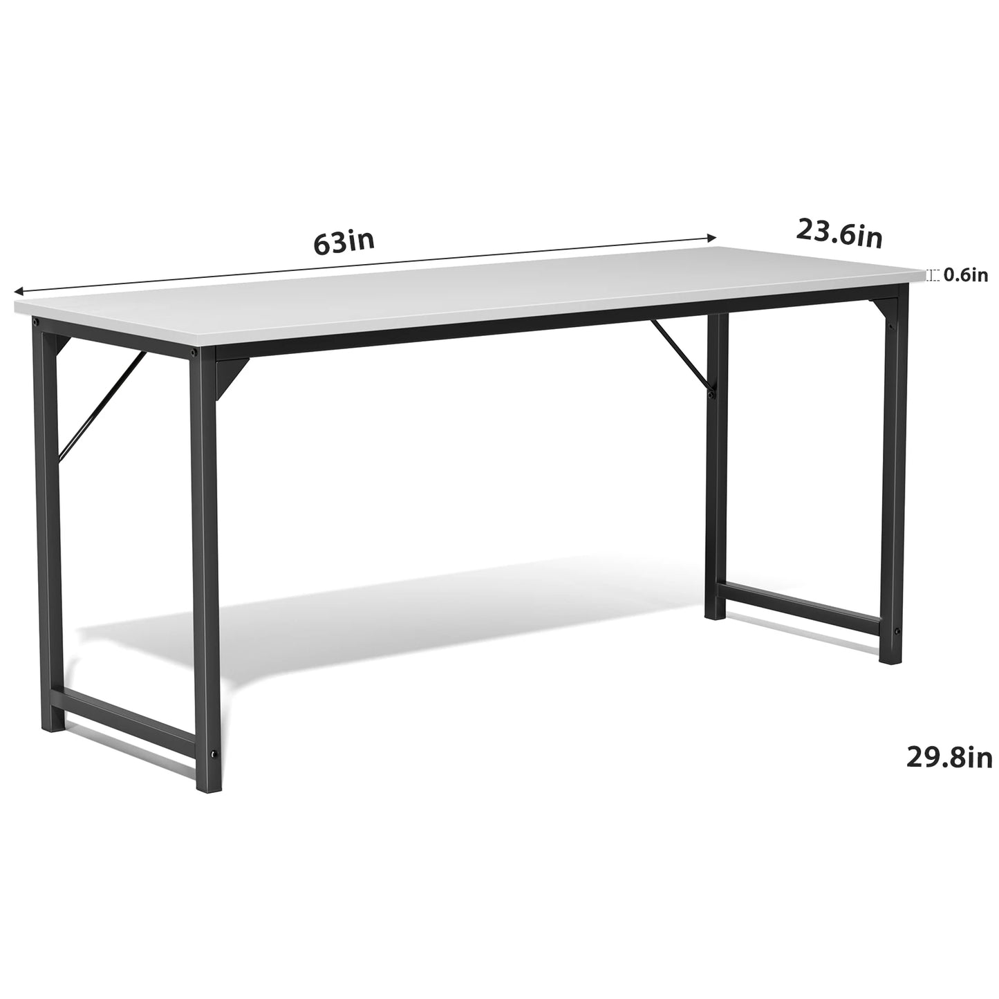 JHK Computer Desk Modern Wood Table With Metal Frame