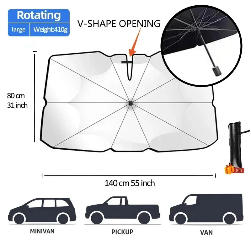 Foldable Car Sun Shade Umbrella Windshield Parasol Summer Heat Shield