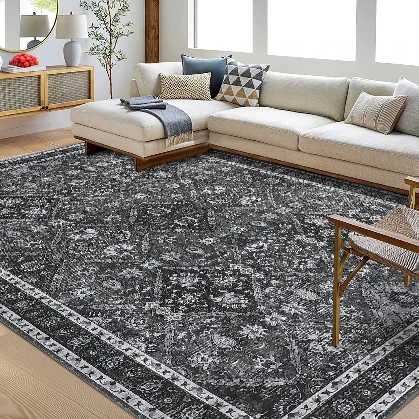 Polyester Moroccan Trellis Rug Non-Slip Stain Resistant
