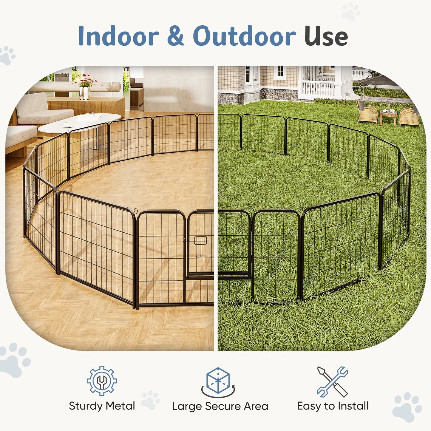 JHK 16 Panel Foldable Dog Playpen For Indoor And Outdoor Use