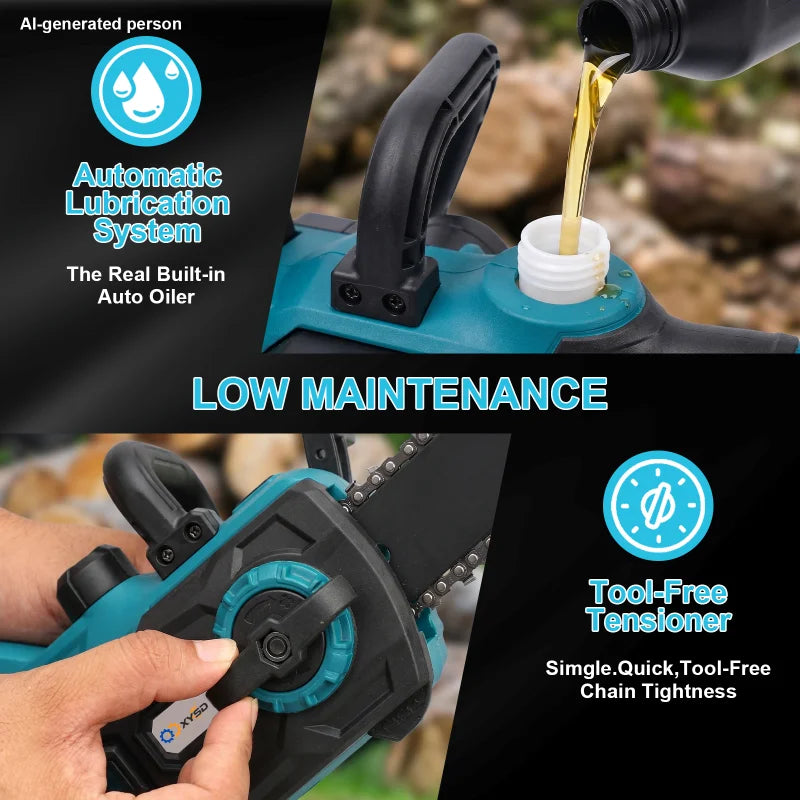 XYSD Cordless Electric Chainsaw 21V With Dual 3000mAh Batteries