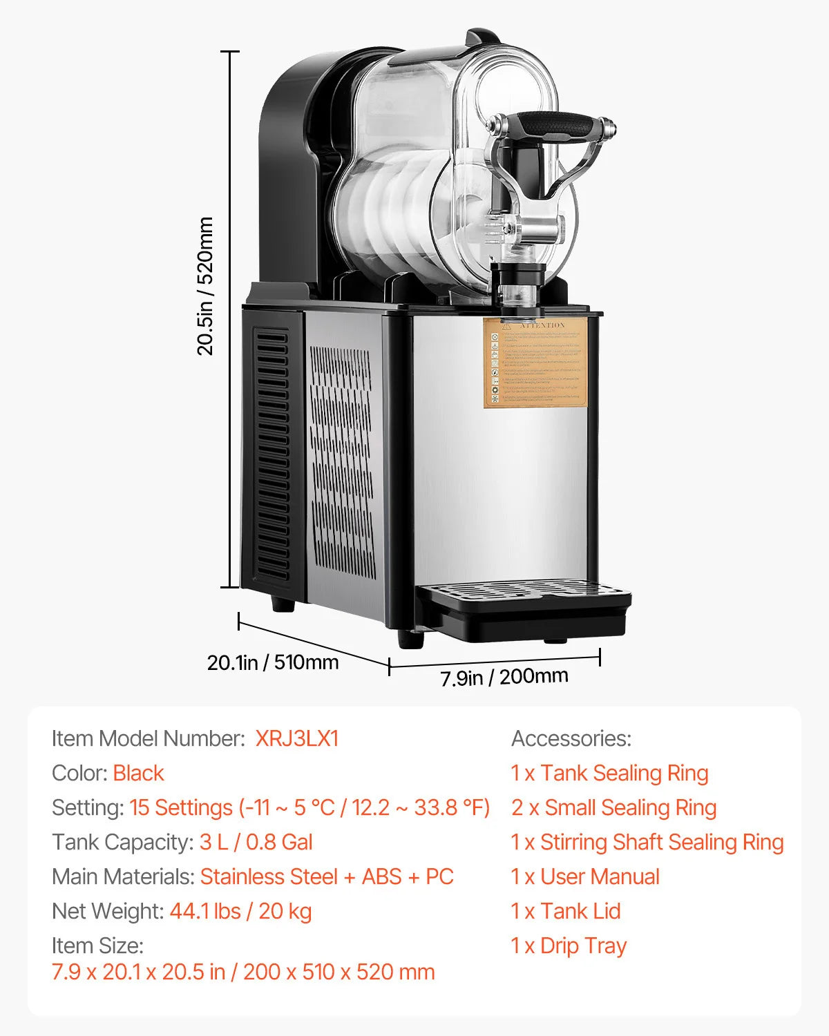VEVOR Slushy Machine 3-36L Dual Tanks Stainless Steel