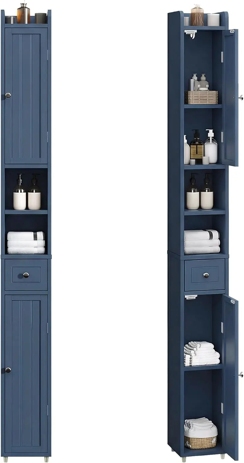 Xiuwo Narrow Freestanding Bathroom Storage Cabinet With Adjustable Shelves