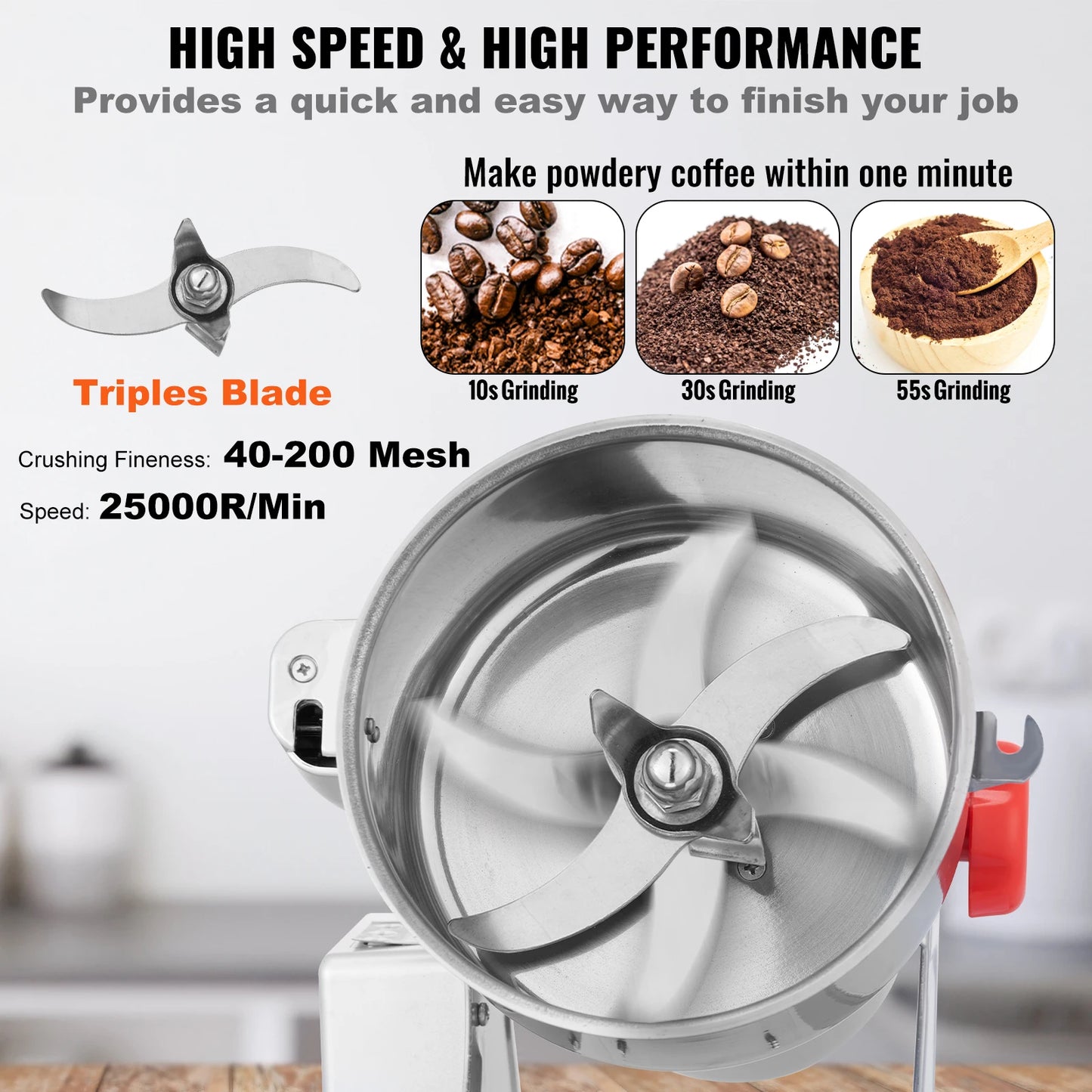 SucceBuy Electric Grain Mill Grinder 150-2500g For Dry Herbs