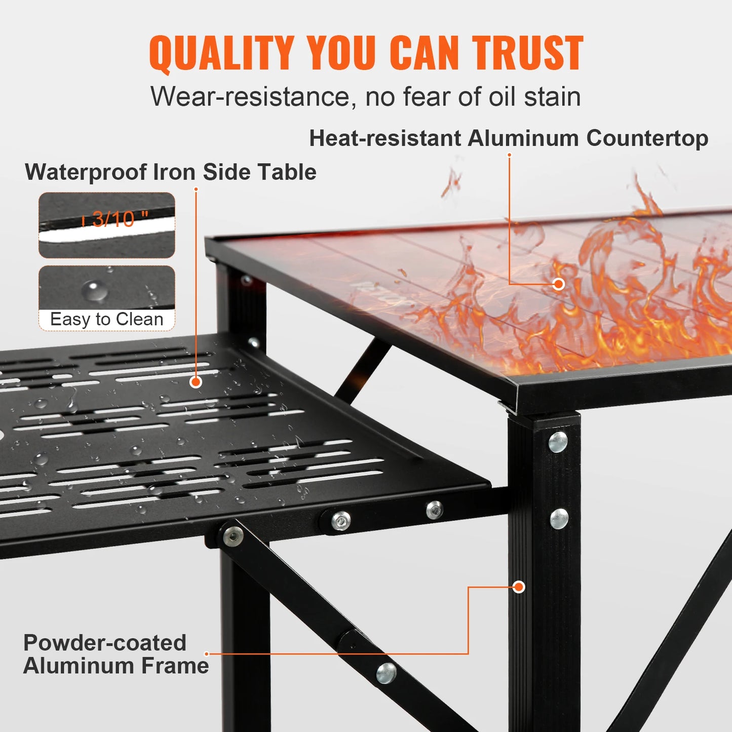SucceBuy Camping Kitchen Table With Sink Folding Outdoor Station