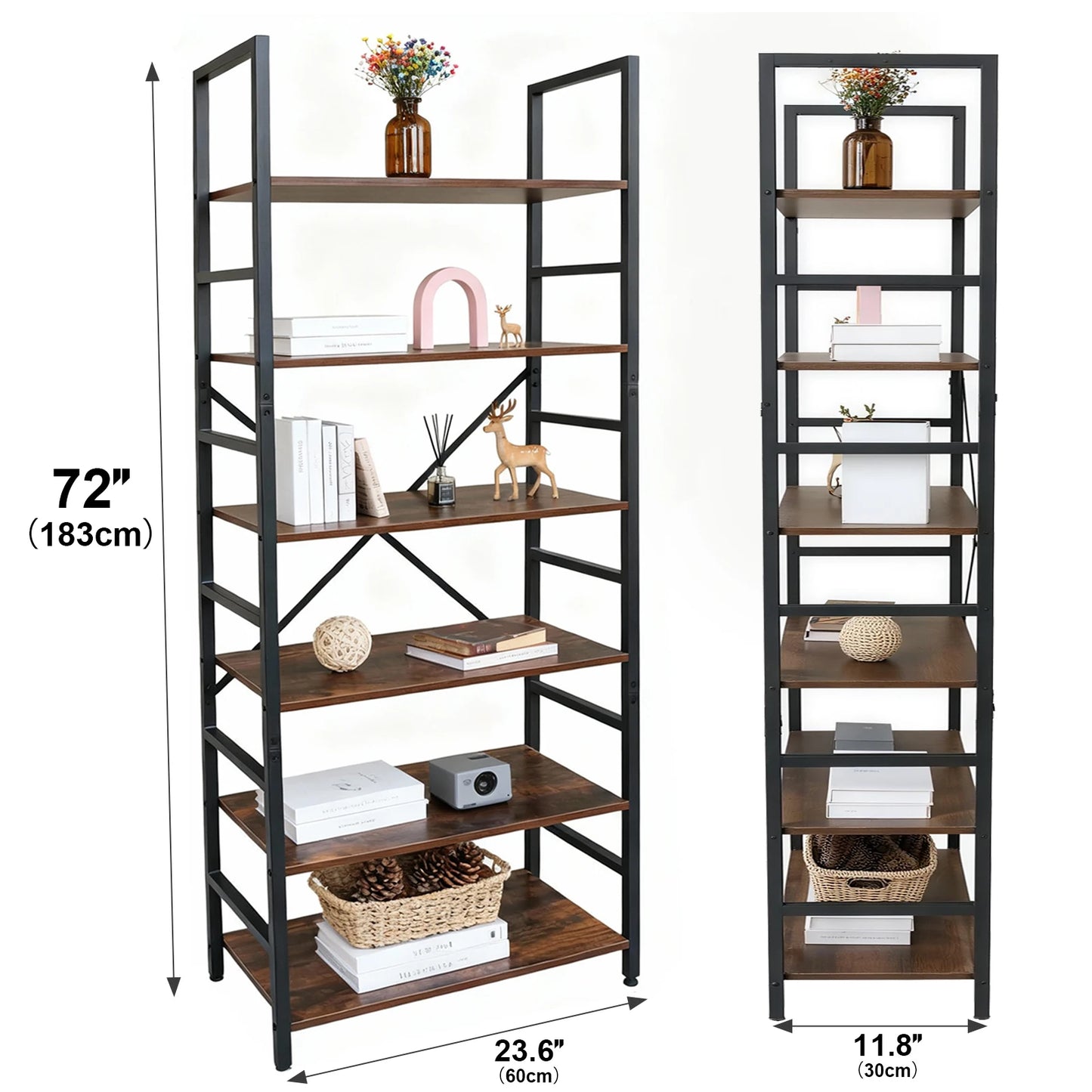 Modern Tall Corner Bookshelf Metal Storage Organizer For Home