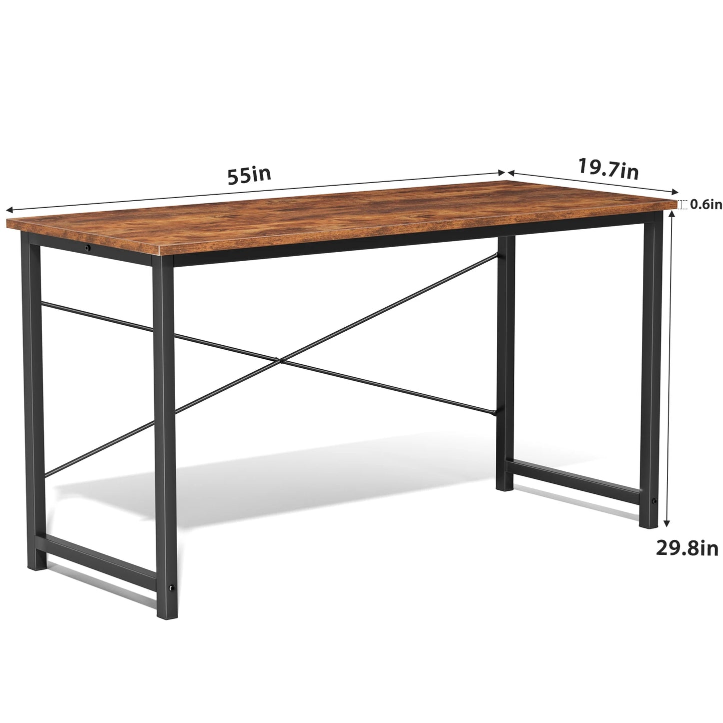 JHK Computer Desk Modern Wood Table With Metal Frame