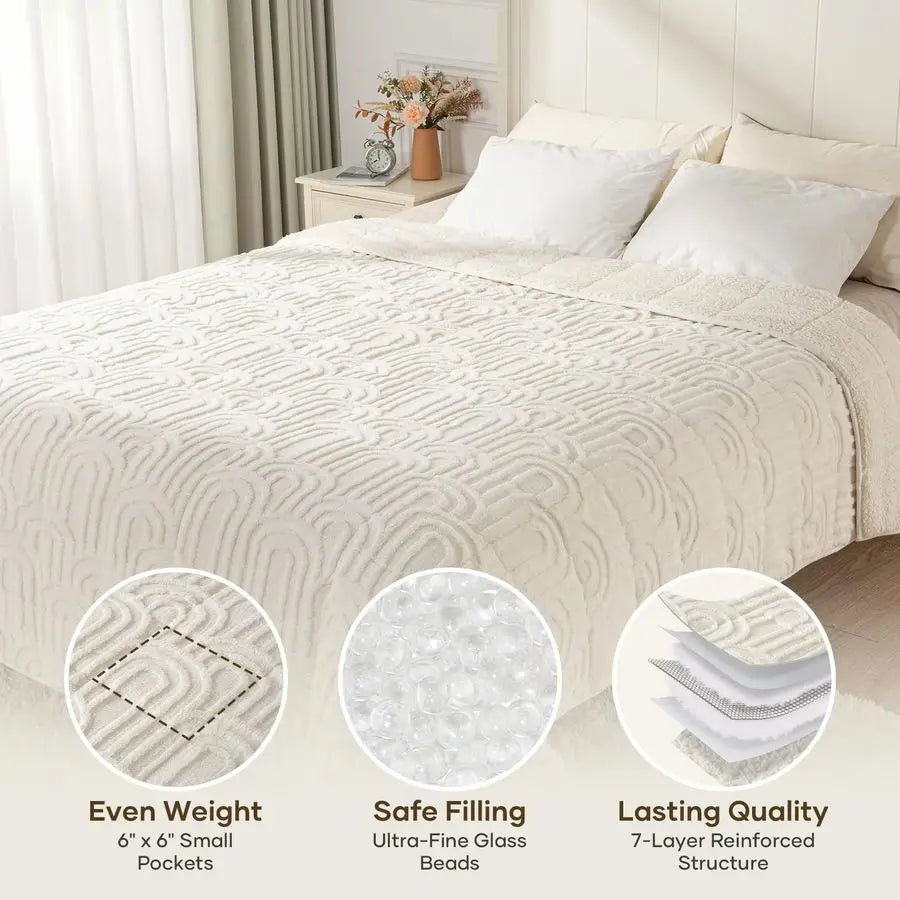 Weighted Blanket For Adults 15 Lb Jacquard Sherpa Fleece Relax
