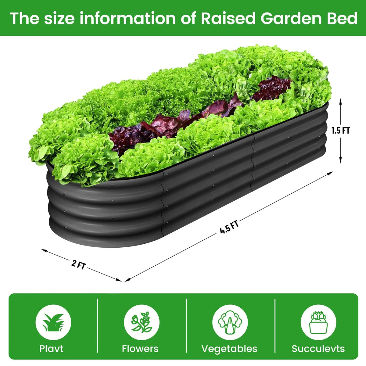 Himiss 2 Pack Galvanized Steel Raised Garden Planter Box For Vegetables Flowers