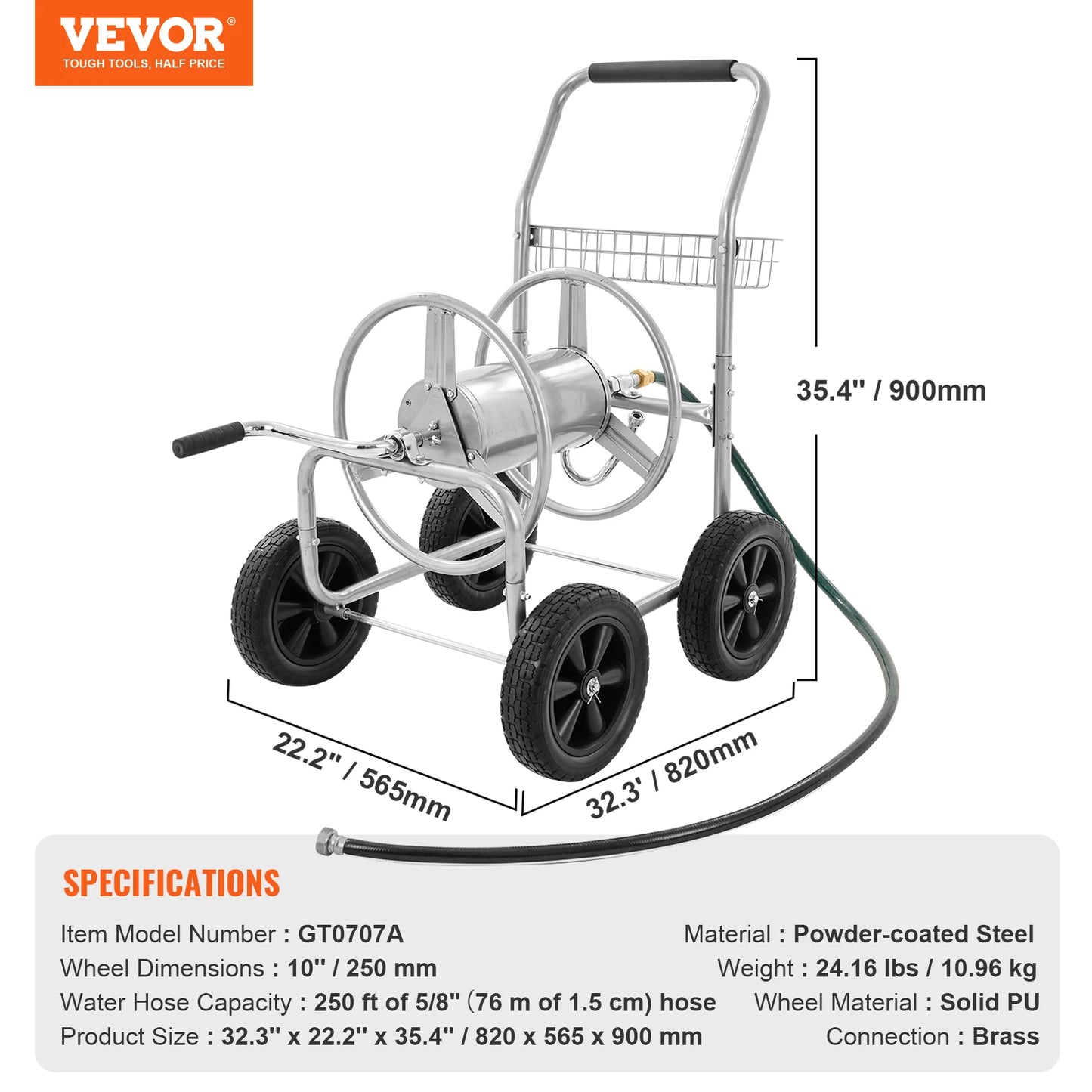 SucceBuy Hose Reel Cart 250ft Heavy Duty Garden Watering Cart