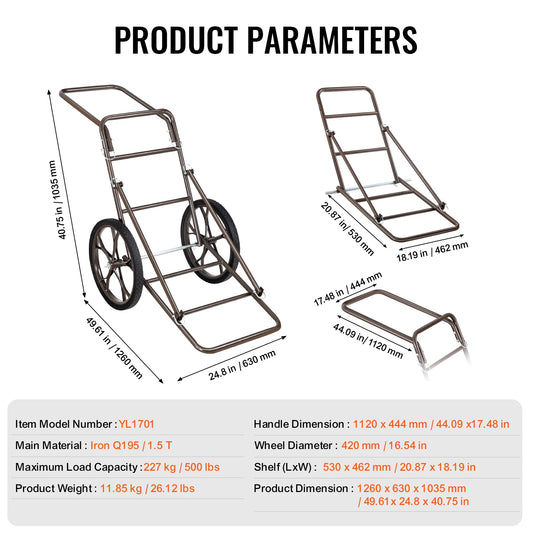 Deer Cart Folding Game Hauler 500 Lbs With Big Wheels