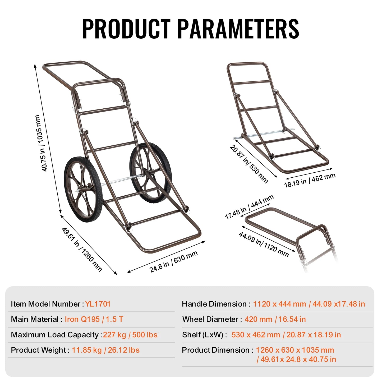 Deer Cart 500 Pounds Folding Game Hauler With Ergonomic Handle