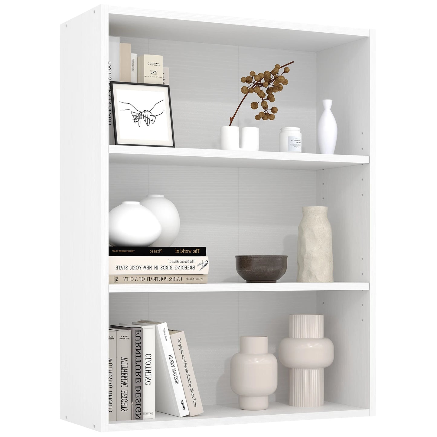 JHK 4 Tier Wooden Bookcase Floor Standing Bookshelf Living Room