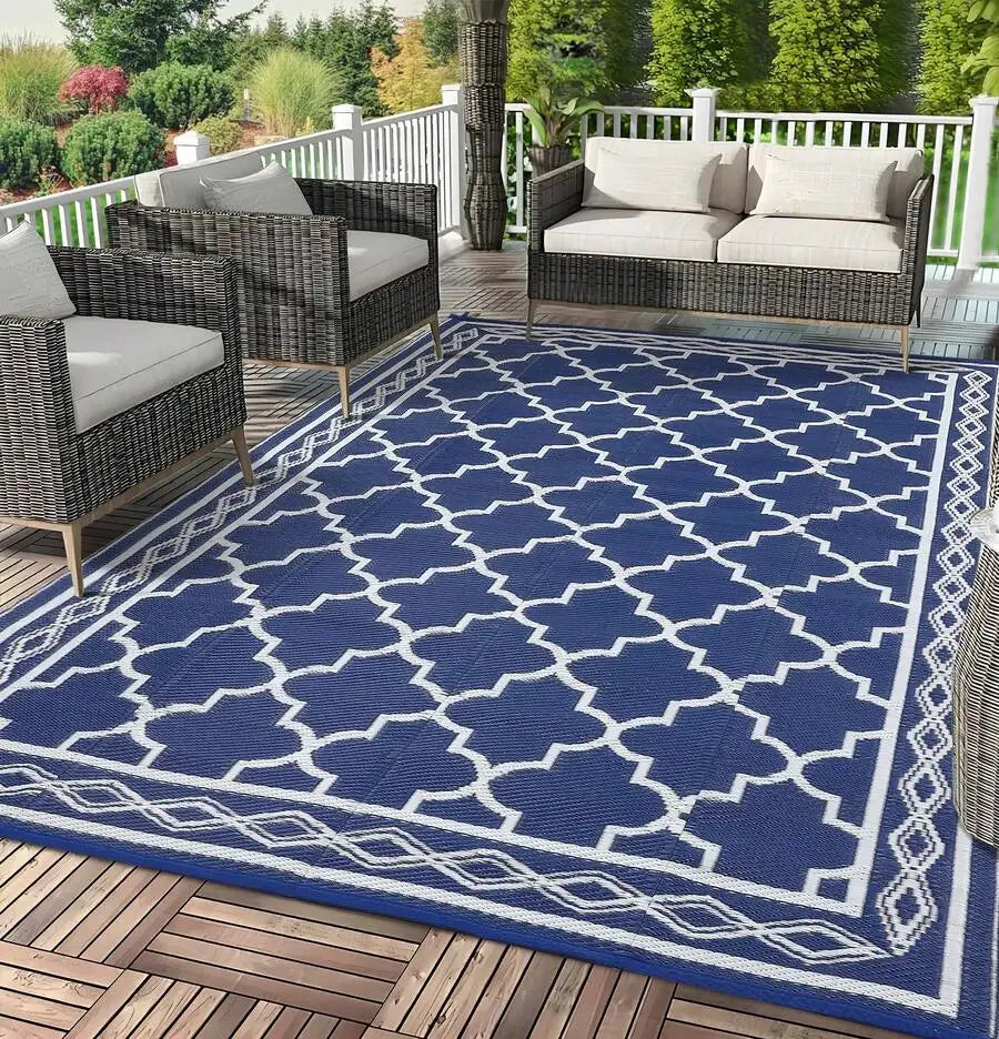Modern Geometric Outdoor Rug Waterproof Patio Mat For Balcony RV