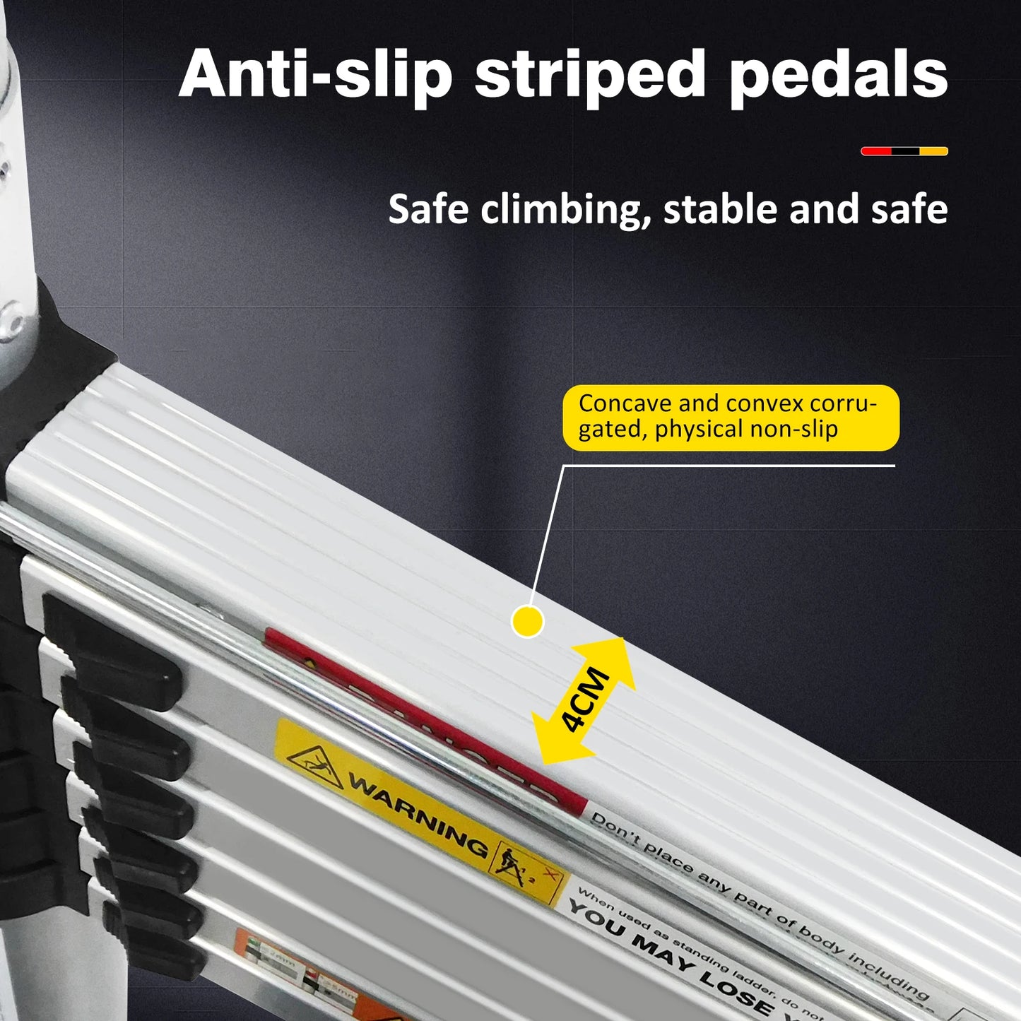 Aluminium Telescopic Ladder 3.8m To 5m Heavy Duty A Frame Non Slip 150kg