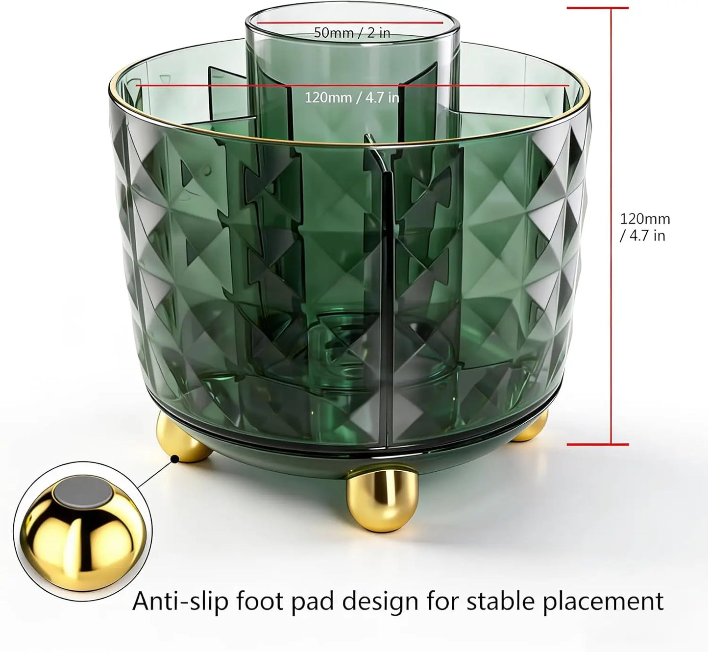 Rotating Desk Pen Holder With Six Compartments For Desktop