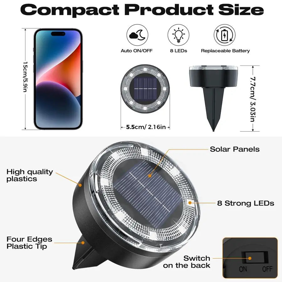 Mini Solar Ground Lights 24 Pack Outdoor Waterproof LEDs