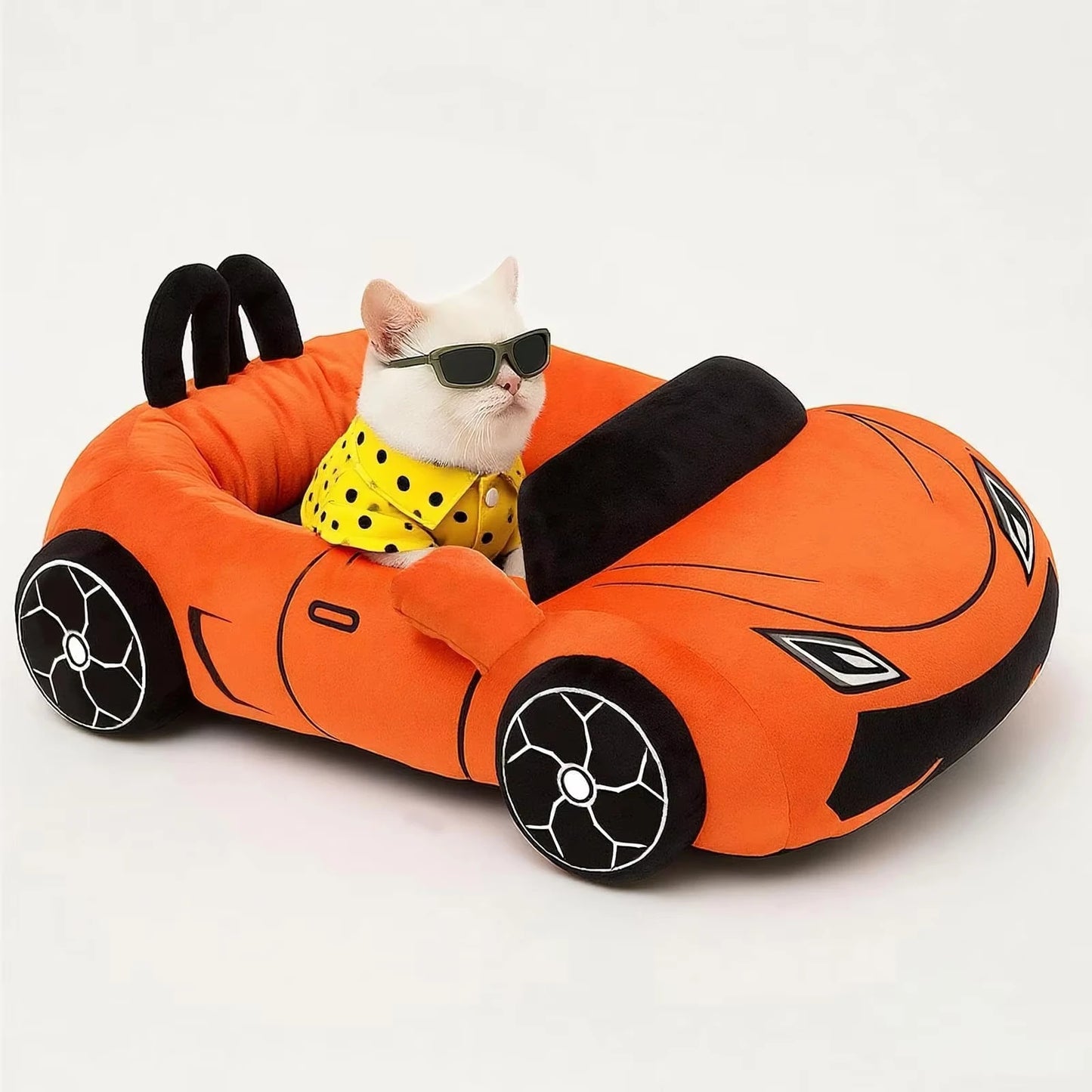 CWV Supercar Shaped Coral Fleece Cat Bed Cozy Washable Kitten Pillow House