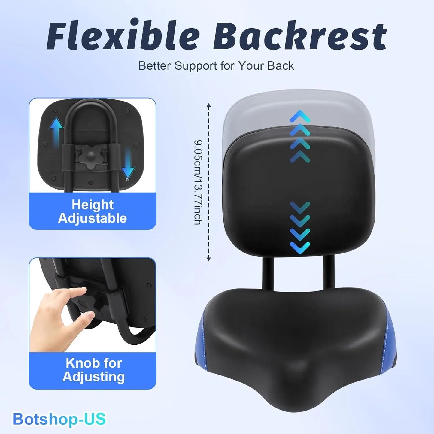 Comfortable Extra Wide Bike Seat With Soft Back Rest Cushion
