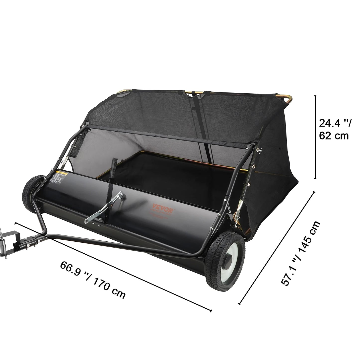 SucceBuy Tow Behind Lawn Sweeper Heavy Duty Leaf Grass Collector