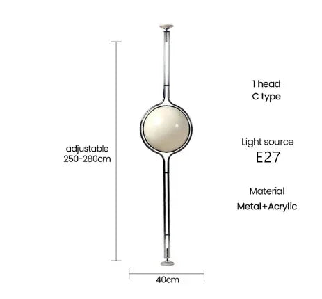 Taonuanshu Delord Floor Lamp Chrome Metal White Acrylic Ball