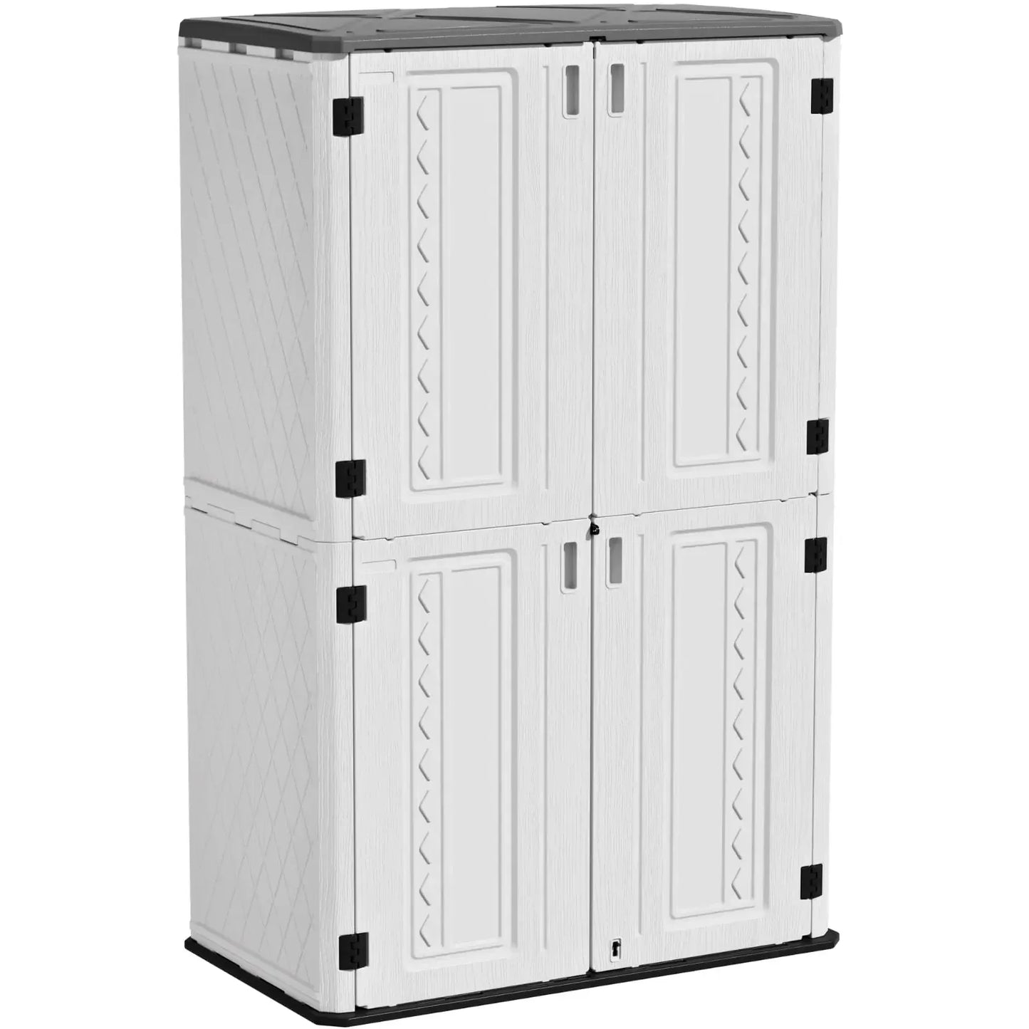ZZM Large Outdoor Storage Shed, 48 Cu Ft Resin Versatile Storage Cabinet for Patio Accessories, Trash Cans &Garden Tools,Durable