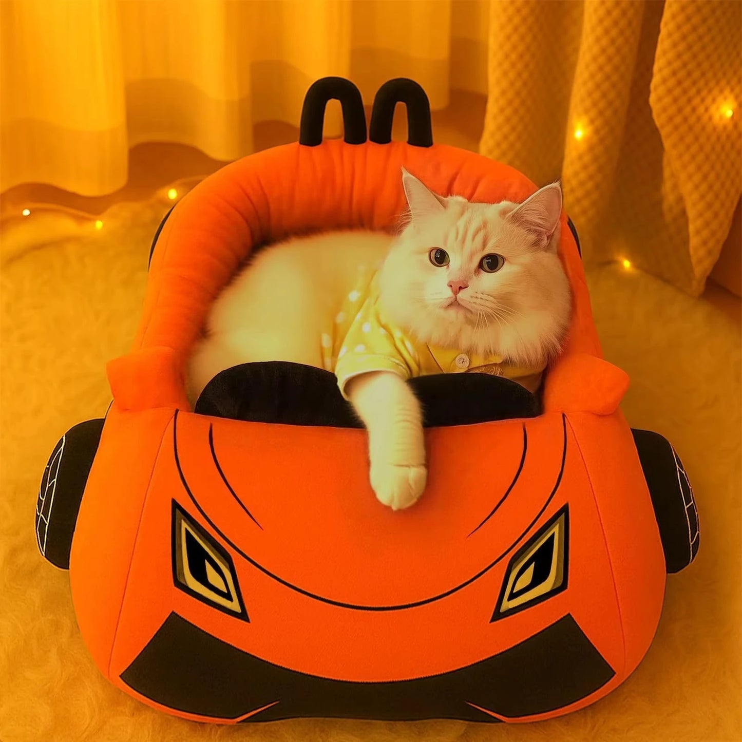 CWV Supercar Shaped Coral Fleece Cat Bed Cozy Washable Kitten Pillow House