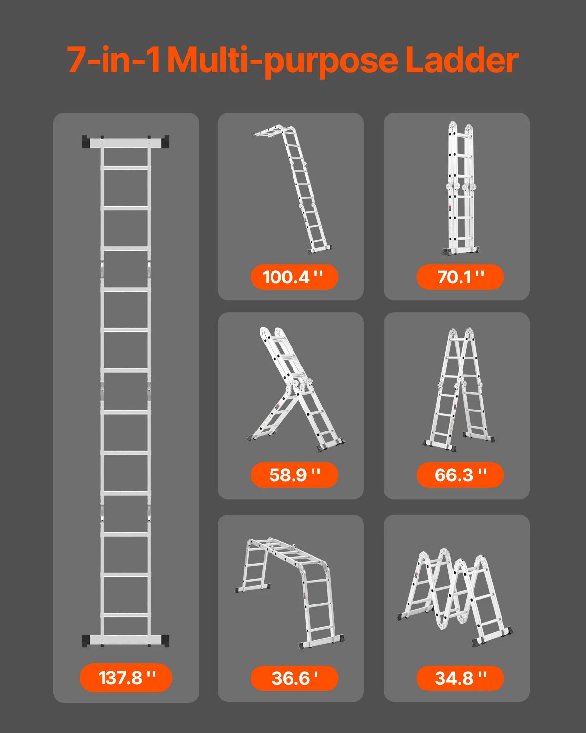 Multi Purpose Folding Ladder 7 In 1 A Frame Telescoping