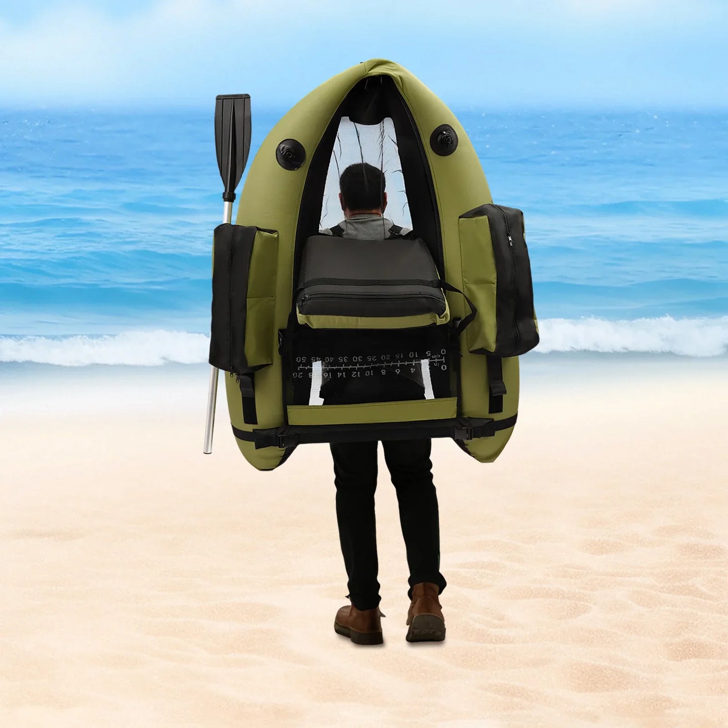 Inflatable Fishing Boat With Hand Pump Waterproof 130kg Capacity