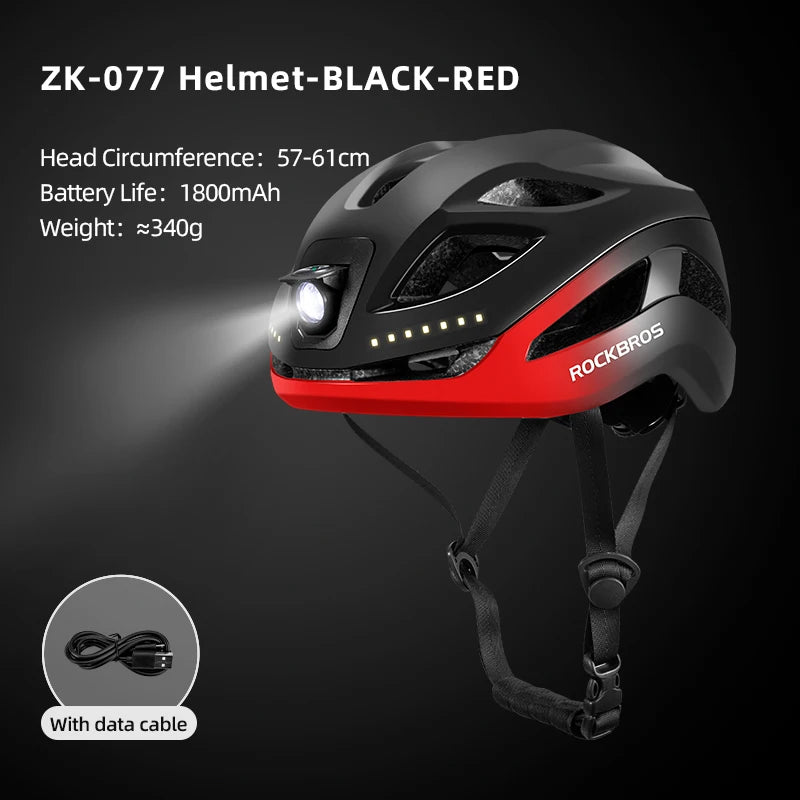 ROCKBROS Cycling Front LED Light Helmet With Type C Charging