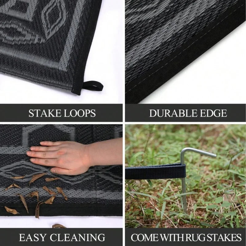 Modern Geometric Outdoor Rug Waterproof Patio Mat For Balcony RV