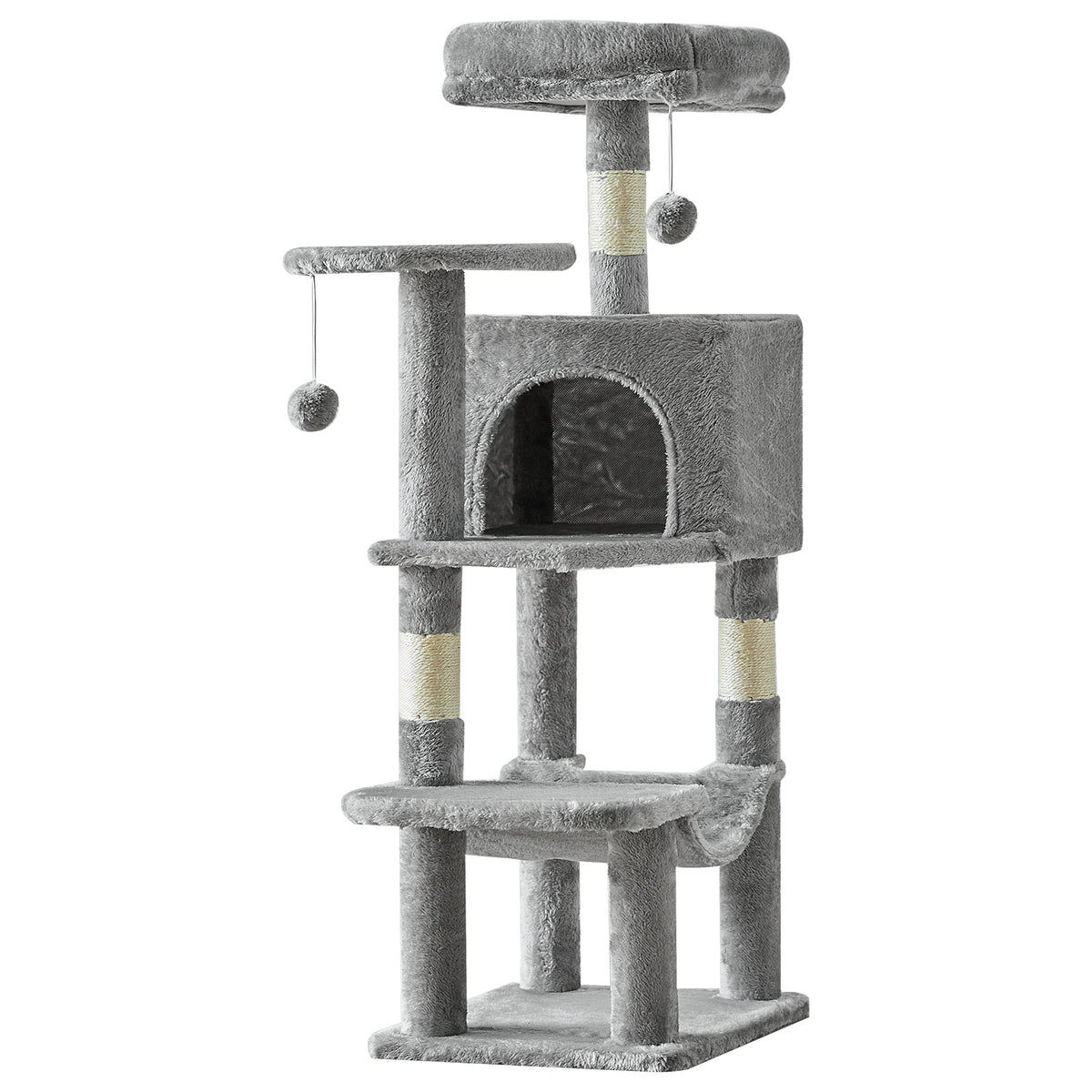 JHK 44 Inch Natural Sisal Tower For Multi Cat Indoor Pet Furniture