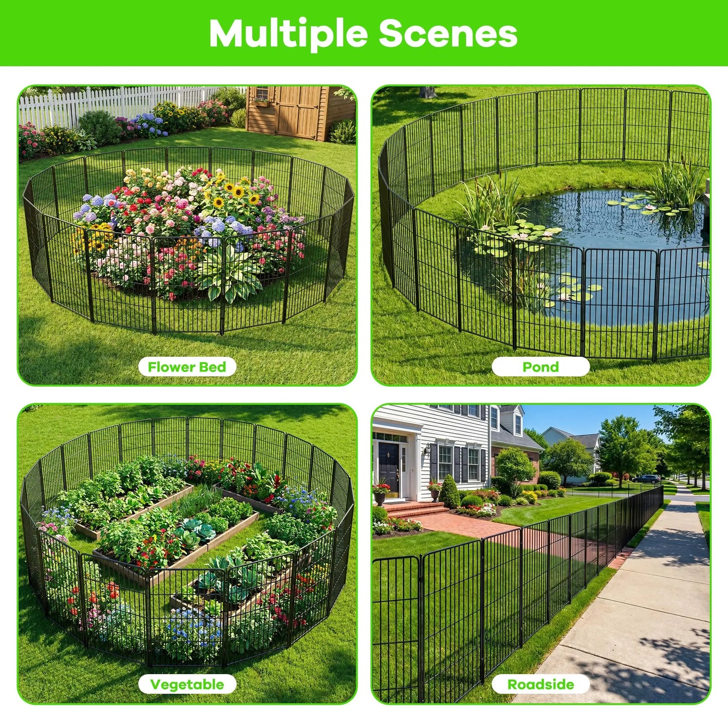 HiMISS 8 Pack Garden Fence Animal Barrier No Dig Dog Fence