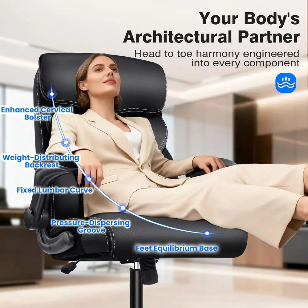 Office Chair Executive High Back Leather Desk Chair With Lumbar Support