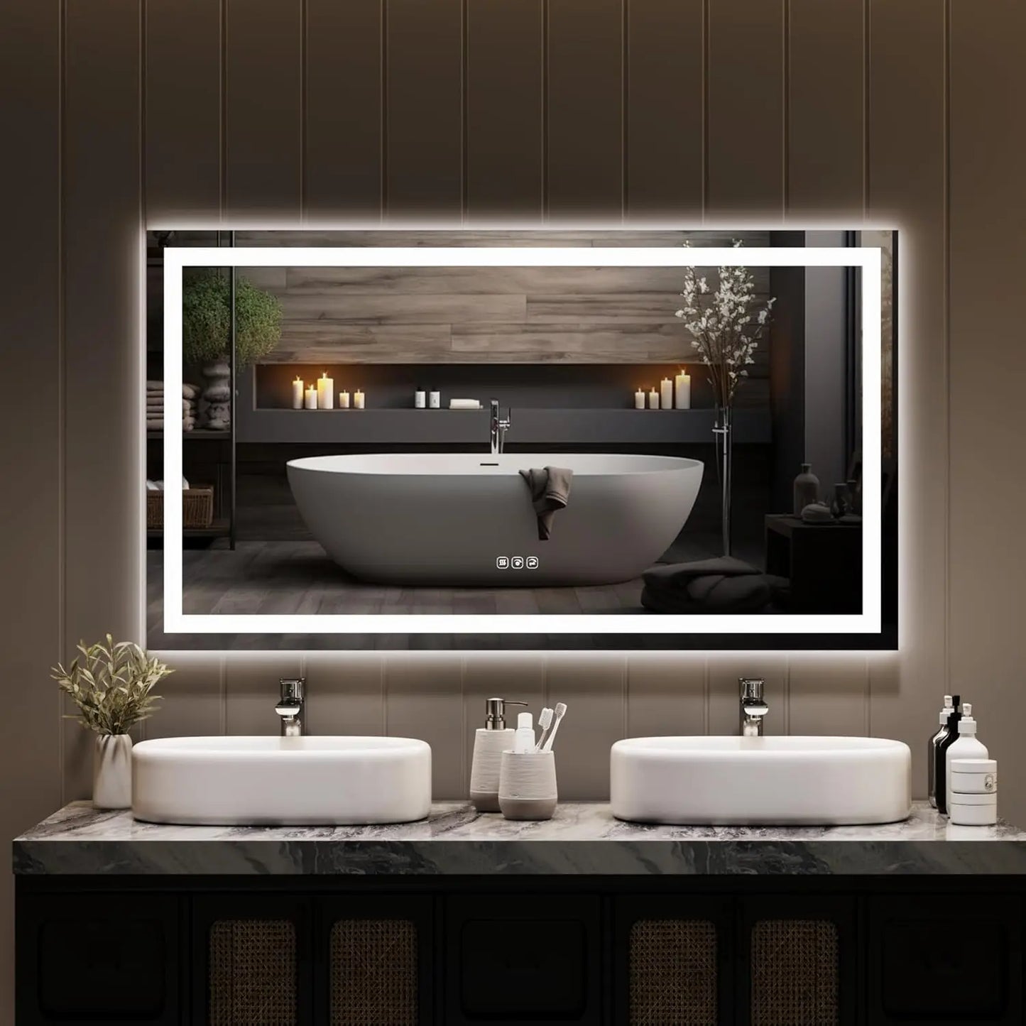 Twister.Ck Wall Mounted Frameless Front And Backlit Bathroom Mirror