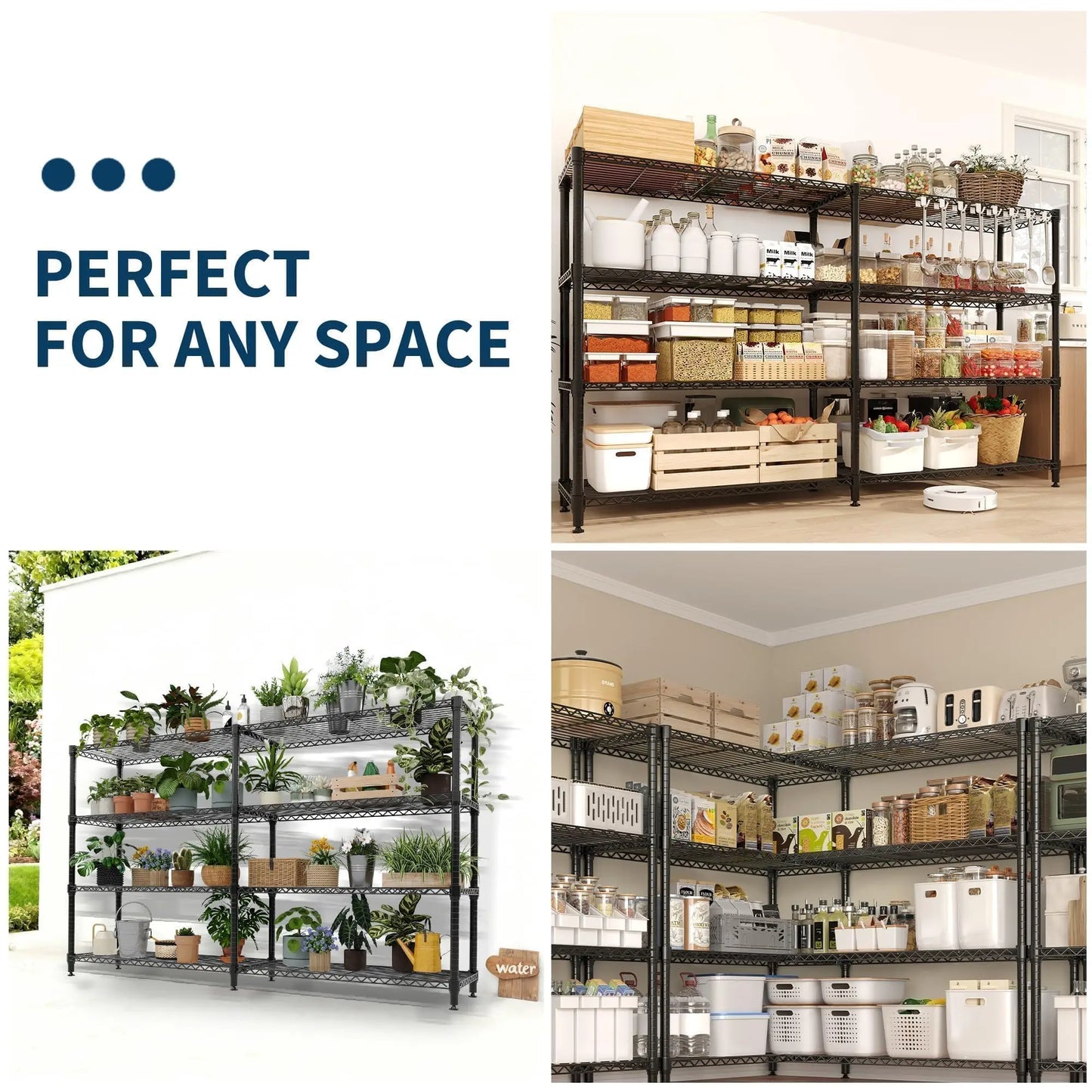 Metal Four Tier Storage Shelves Heavy Duty Wire Shelving Unit Garage