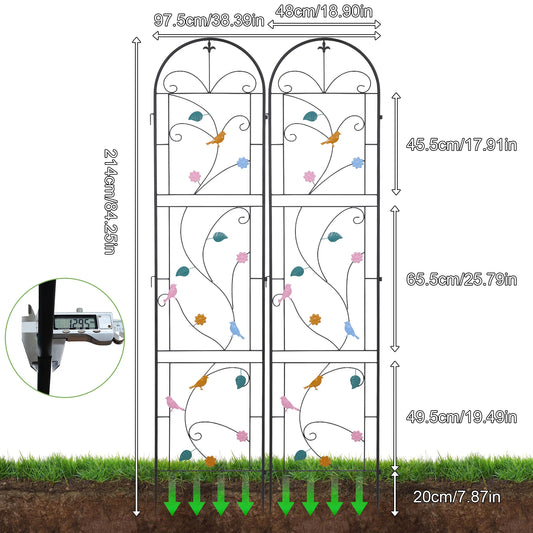 2 Pack Metal Garden Trellis For Outdoor Plant Fence Support