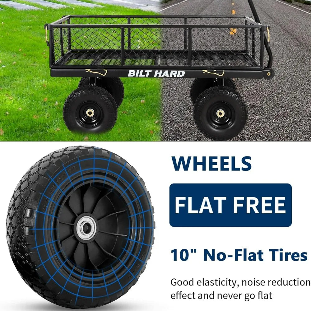 Bilt Hard 400 Lb Capacity Garden Cart With Flat Free Steel Tires