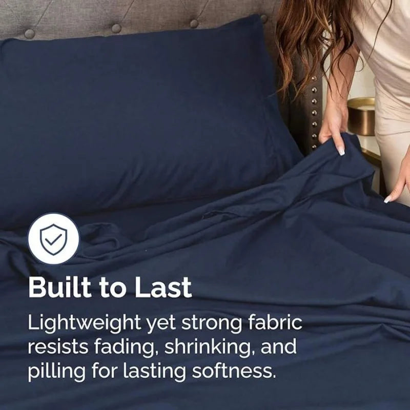 Lightweight 4 Piece Cooling Cotton Sheet Set With Deep Pockets