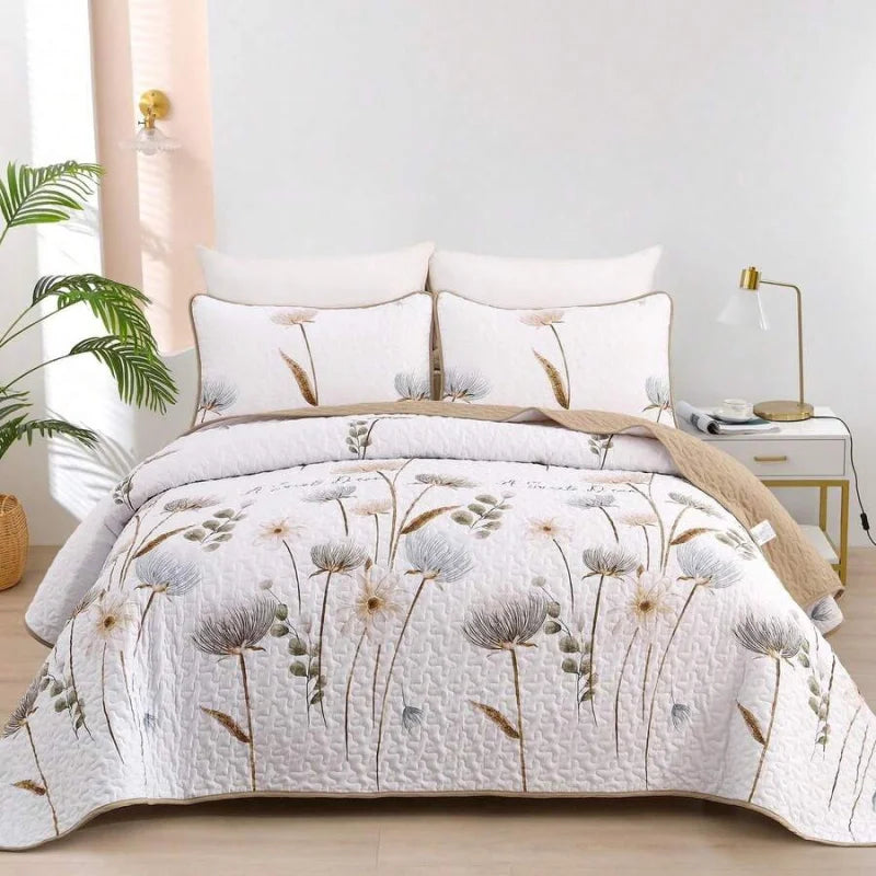 Yellow Paisley Quilt Set 3 Pieces Coverlet Bedding